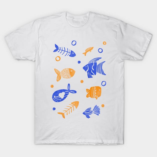 Blue and yellow tropical fishes T-Shirt by Home Cyn Home 